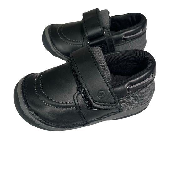 Stride Rite Soft Motion Wally Infant Shoes Size 5M — Black & Gray Leather NWOT - Picture 1 of 6